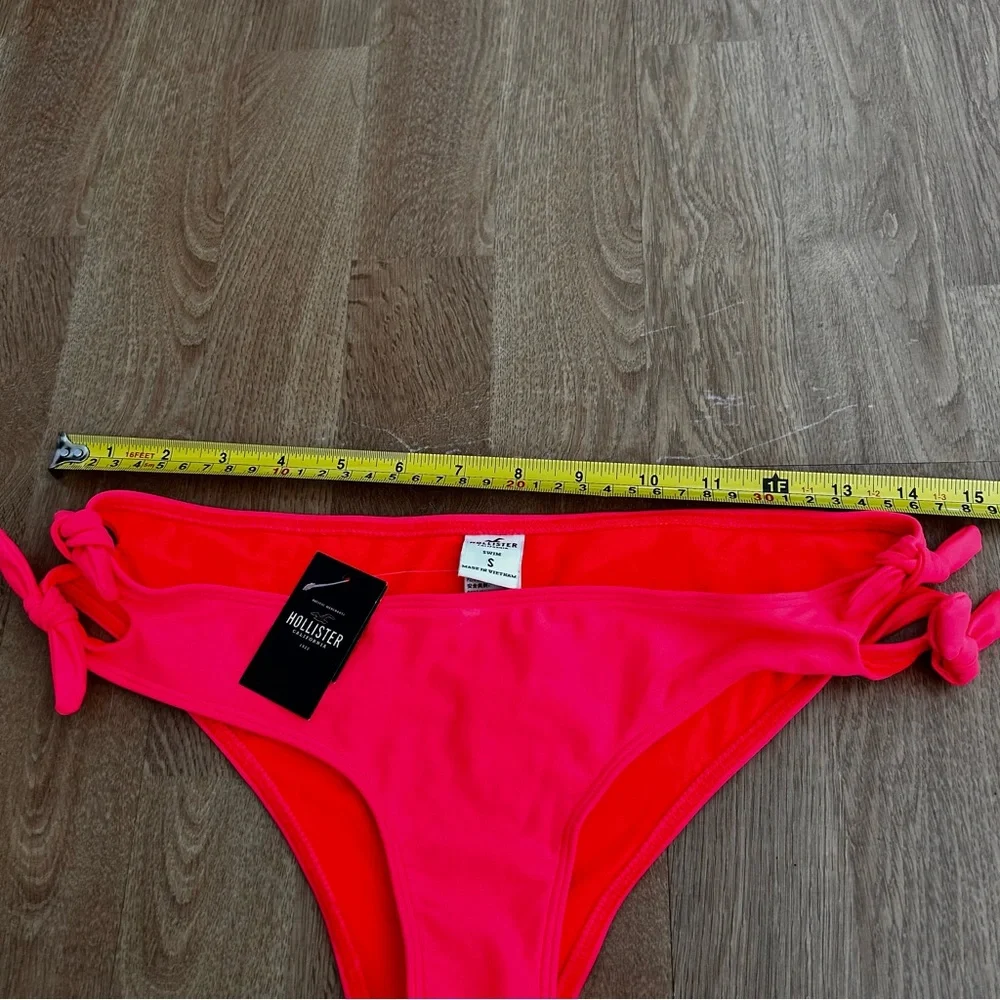 New!!! Hollister bright neon coral bikini bottom with tied sides Size S